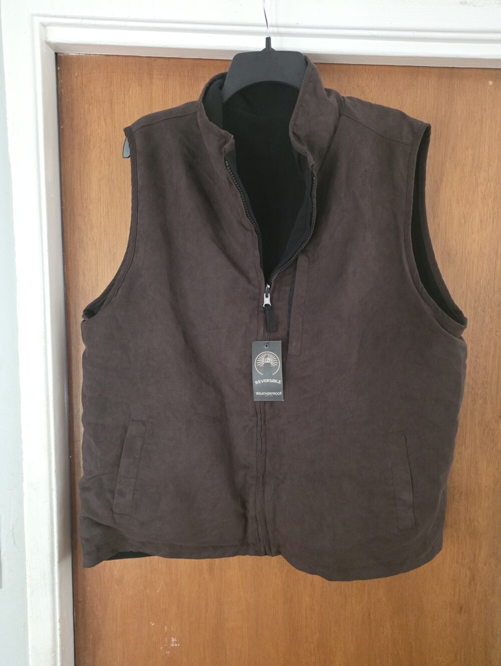 Men's XL Weatherproof Men's Reversible Vest  Dark Brown Black
